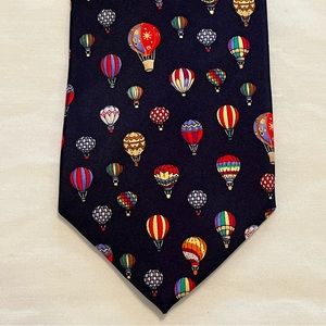 Alynn Hot Air Balloons Men’s Tie. Navy Blue With Multicolored Balloons 100% Silk